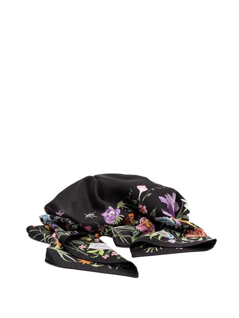 gucci foulard flora nero|gucci floral scarf.